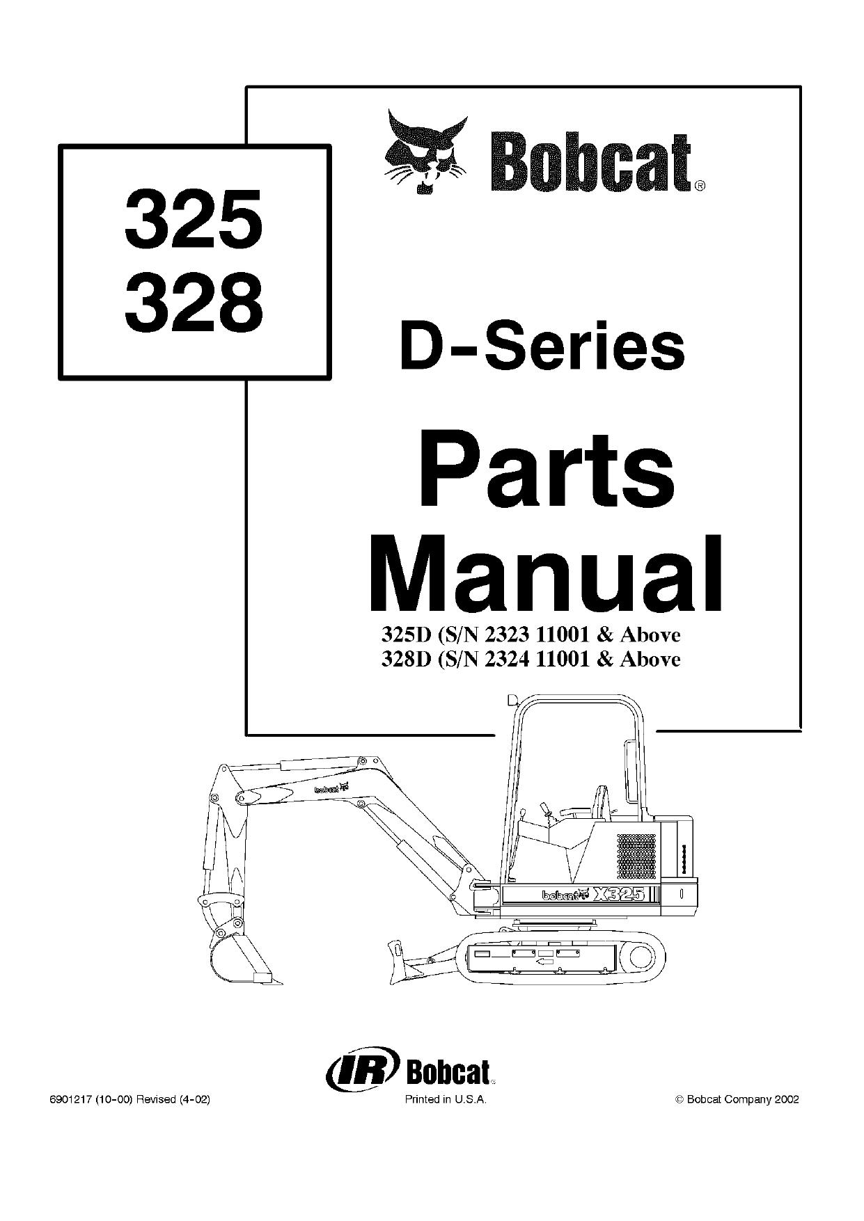 325 D Excavator parts manual Bobcat
